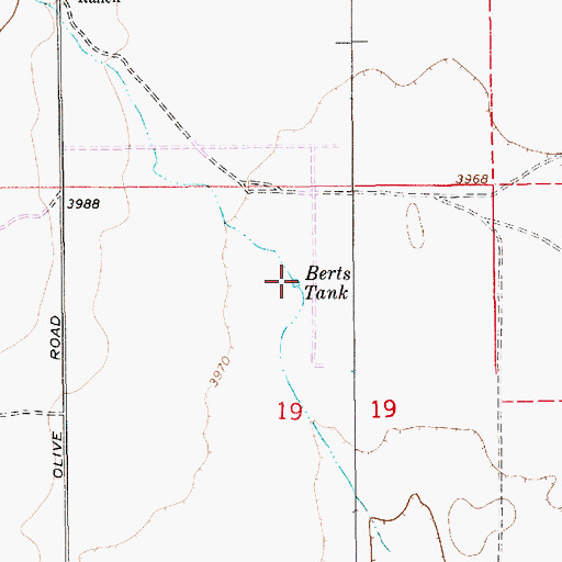 Topographic Map of Berts Tank, NM