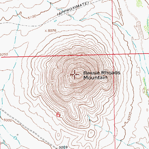 Topographic Map of Bessie Rhoads Mountain, NM