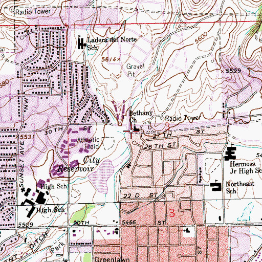 Topographic Map of Bethany Church, NM