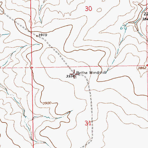 Topographic Map of Bethe Windmill, NM