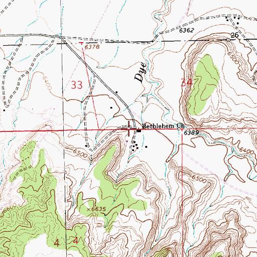 Topographic Map of Bethlehem Church, NM