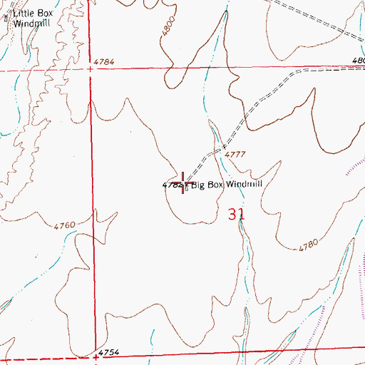 Topographic Map of Big Box Windmill, NM