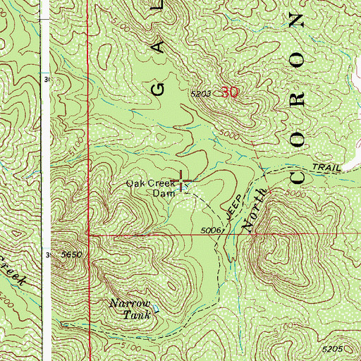 Topographic Map of Oak Creek Dam, AZ