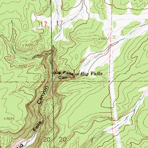 Topographic Map of Big Falls, NM