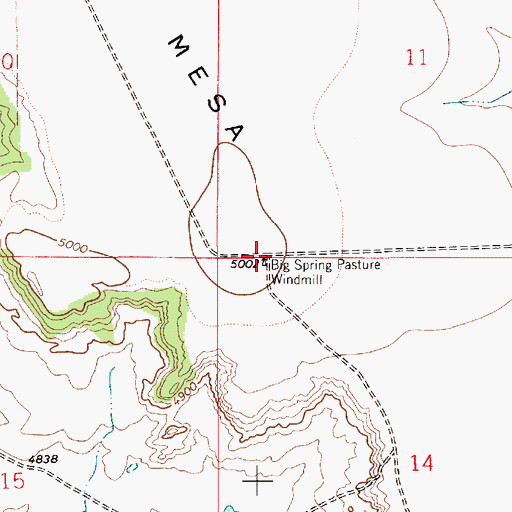 Topographic Map of Big Spring Pasture Windmill, NM