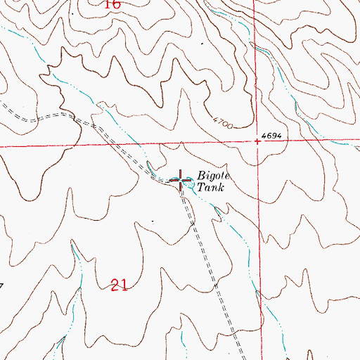 Topographic Map of Bigote Tank, NM
