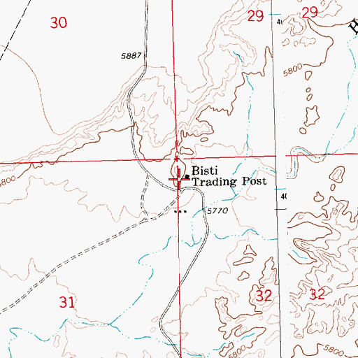 Topographic Map of Bisti Trading Post, NM