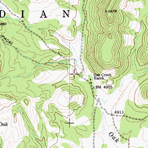 Topographic Map of Oak Creek Ranch, AZ