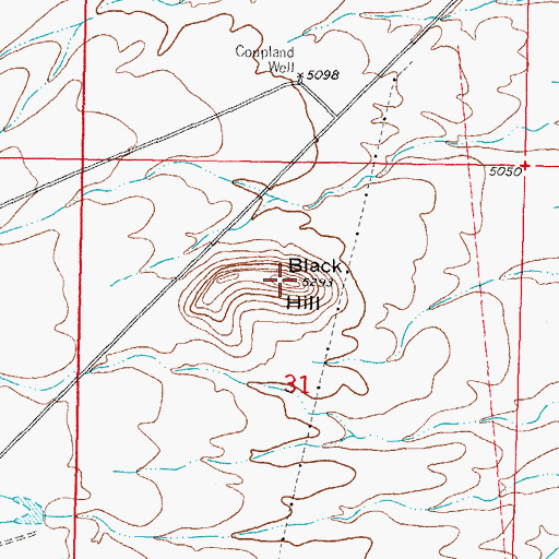 Topographic Map of Black Hill, NM