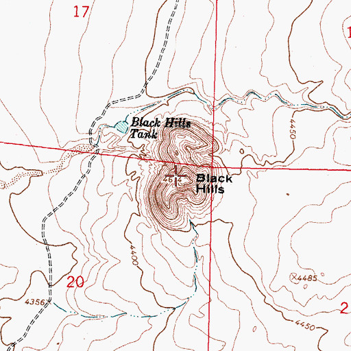 Topographic Map of Black Hills, NM