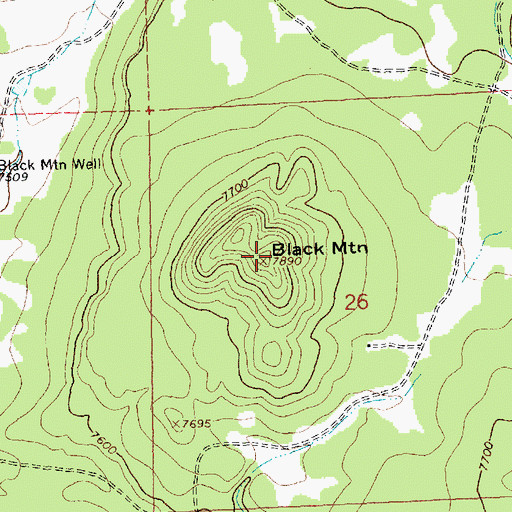 Topographic Map of Black Mountain, NM