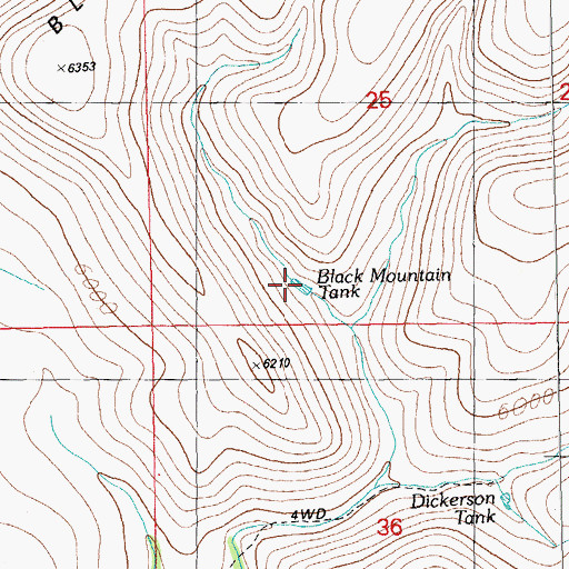 Topographic Map of Black Mountain Tank, NM