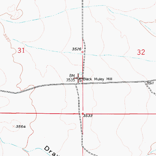 Topographic Map of Black Muley Mill, NM