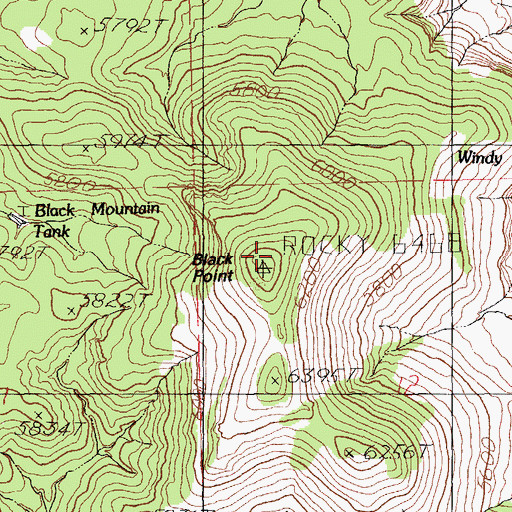 Topographic Map of Black Point, NM
