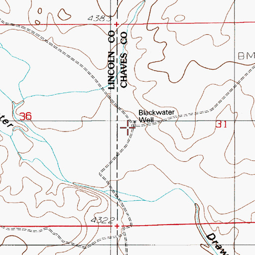 Topographic Map of Blackwater Well, NM