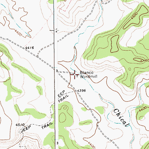 Topographic Map of Blanco Windmill, NM