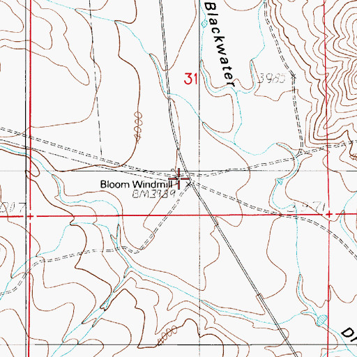 Topographic Map of Bloom Windmill, NM