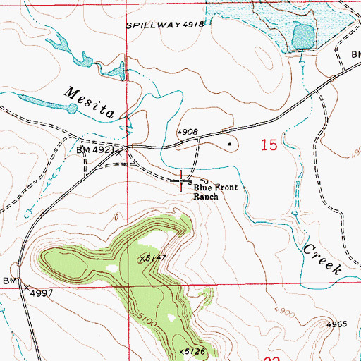 Topographic Map of Blue Front Ranch, NM