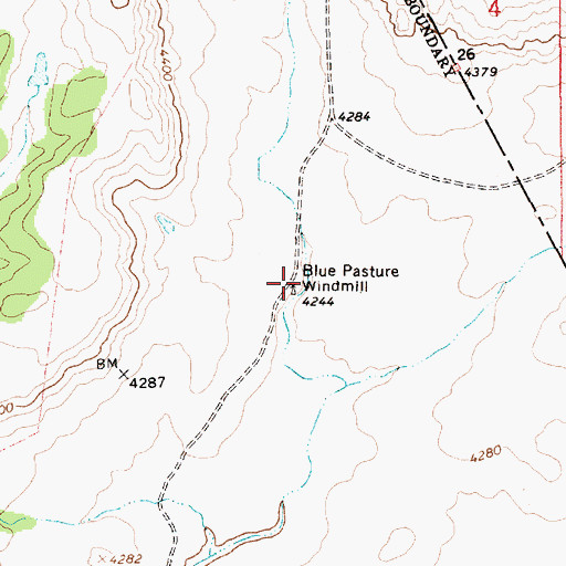 Topographic Map of Blue Pasture Windmill, NM