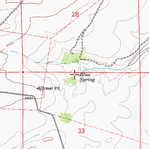 Topographic Map of Blue Spring, NM