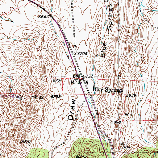 Topographic Map of Blue Spring, NM
