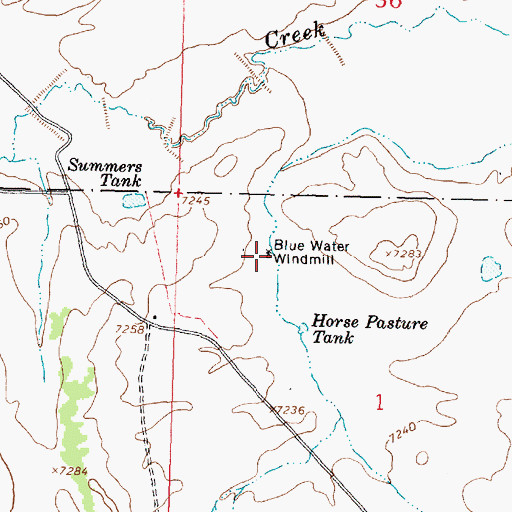 Topographic Map of Blue Water Windmill, NM