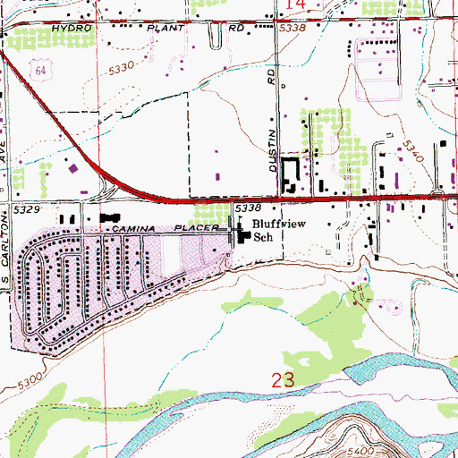 Topographic Map of Bluffview School, NM