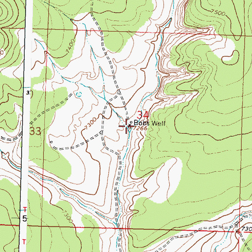 Topographic Map of Bobs Well, NM