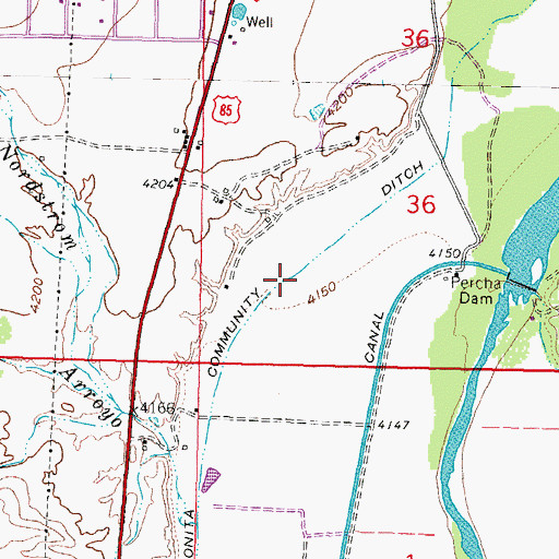 Topographic Map of Bonita Community Ditch, NM