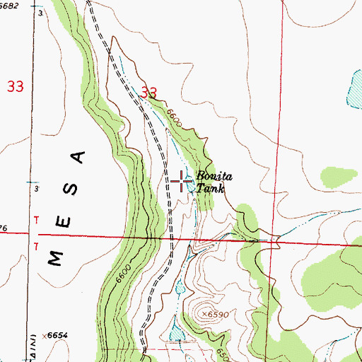 Topographic Map of Bonita Tank, NM
