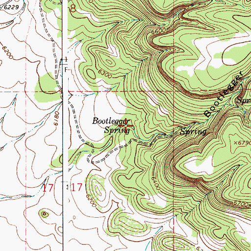 Topographic Map of Bootlegger Spring, NM