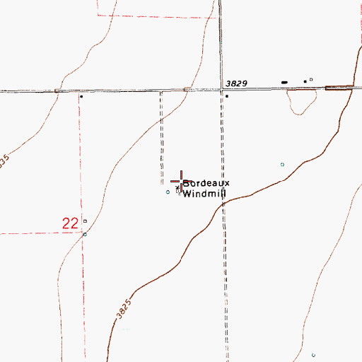 Topographic Map of Bordeaux Windmill, NM