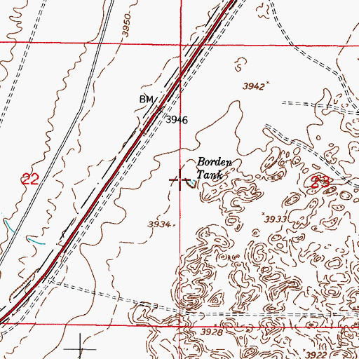 Topographic Map of Borden Tank, NM