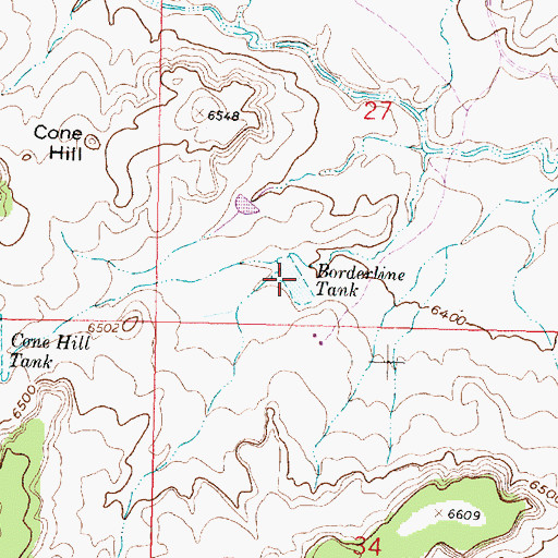 Topographic Map of Borderline Tank, NM