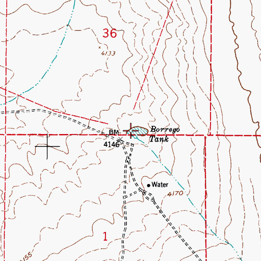 Topographic Map of Borrego Tank, NM