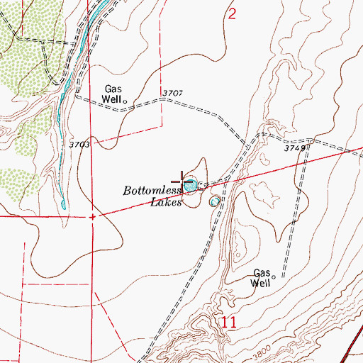 Topographic Map of Bottomless Lakes, NM