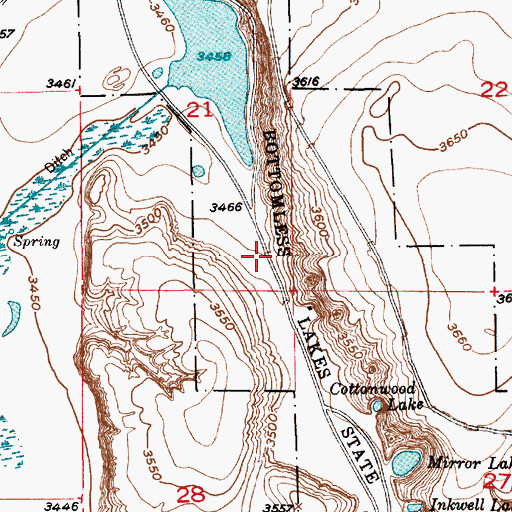 Topographic Map of Bottomless Lakes State Park, NM