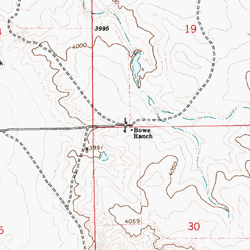 Topographic Map of Bowe Ranch, NM