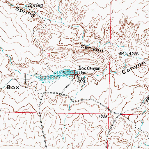 Topographic Map of Box Canyon Dam, NM