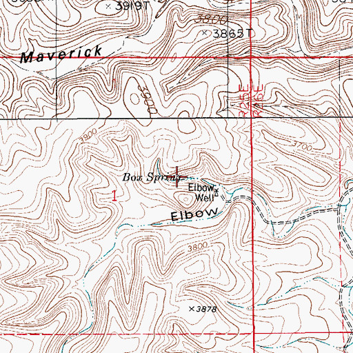 Topographic Map of Box Spring, NM