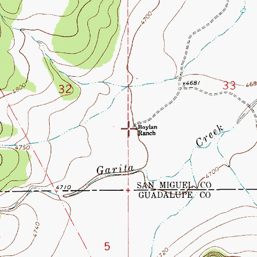Topographic Map of Boylan Ranch, NM