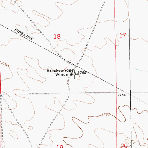 Topographic Map of Brackenridge Windmill, NM