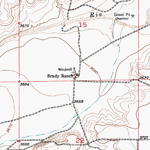 Topographic Map of Brady Ranch, NM