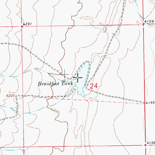 Topographic Map of Braidfoot Tank, NM