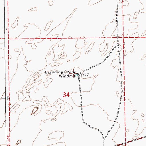 Topographic Map of Branding Corral Windmill, NM