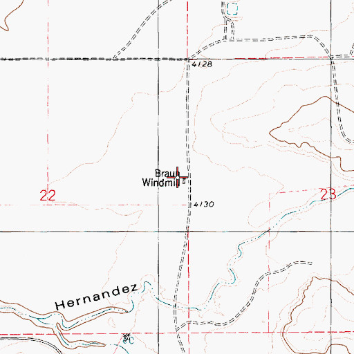 Topographic Map of Braun Windmill, NM