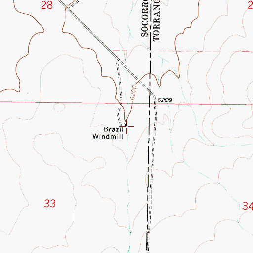Topographic Map of Brazil Windmill, NM