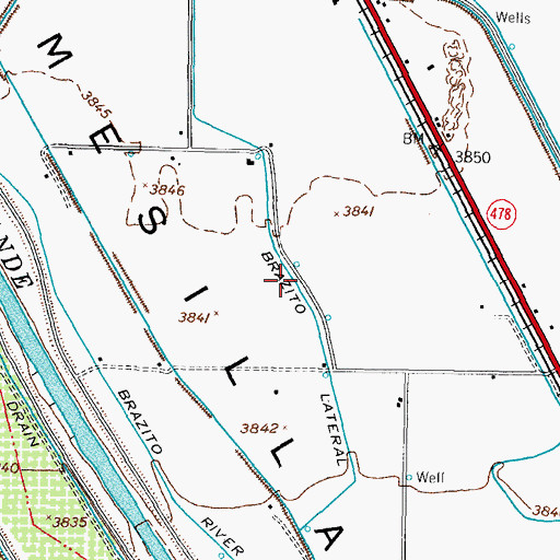 Topographic Map of Brazito Lateral, NM