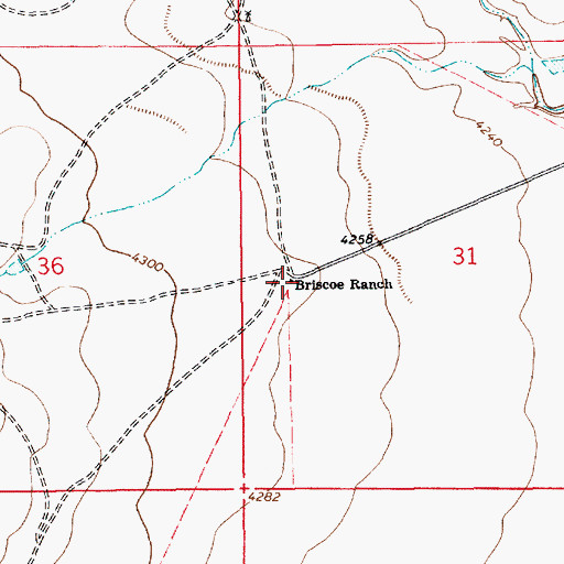 Topographic Map of Briscoe Ranch, NM