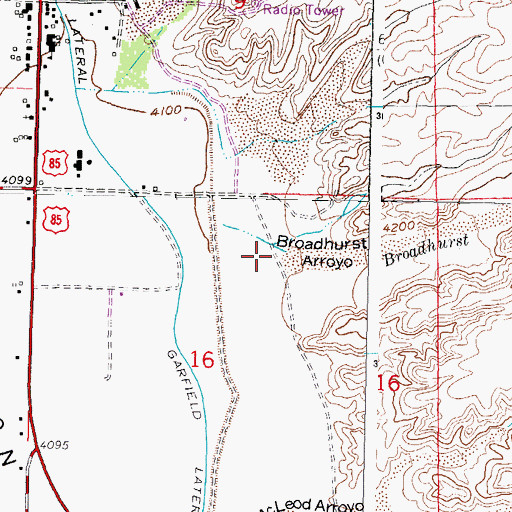 Topographic Map of Broadhurst Arroyo, NM
